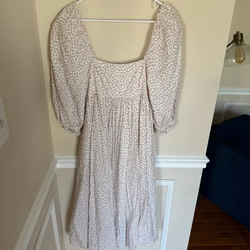 STORIA NWOT Floral Puff Sleeve Tiered Maxi Dress Summer Fairycore Preppy Boho - Picture 2 of 15